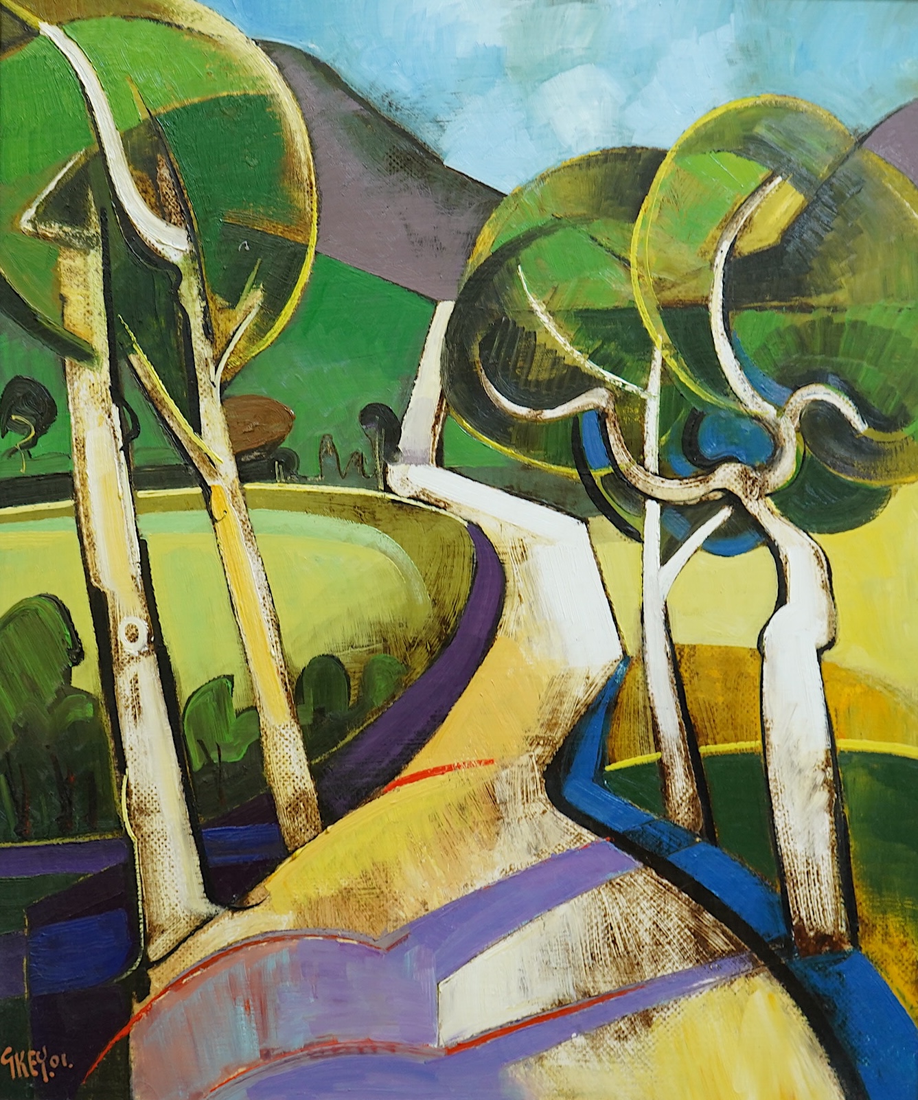 Geoffrey Key (English, b.1941), 'Trees & Shadows', oil on canvas, 60 x 50cm